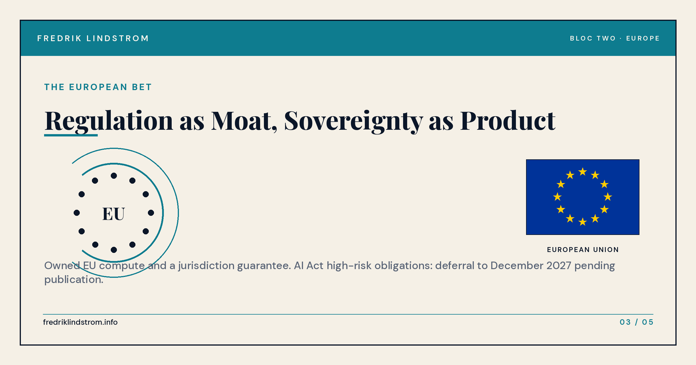 Europe: regulation as moat, sovereignty as product